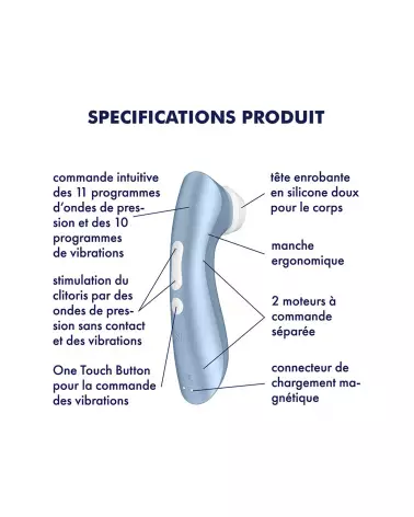 Image du Satisfyer Pro 2+ Bleu, stimulateur clitoridien étanche et discret-3