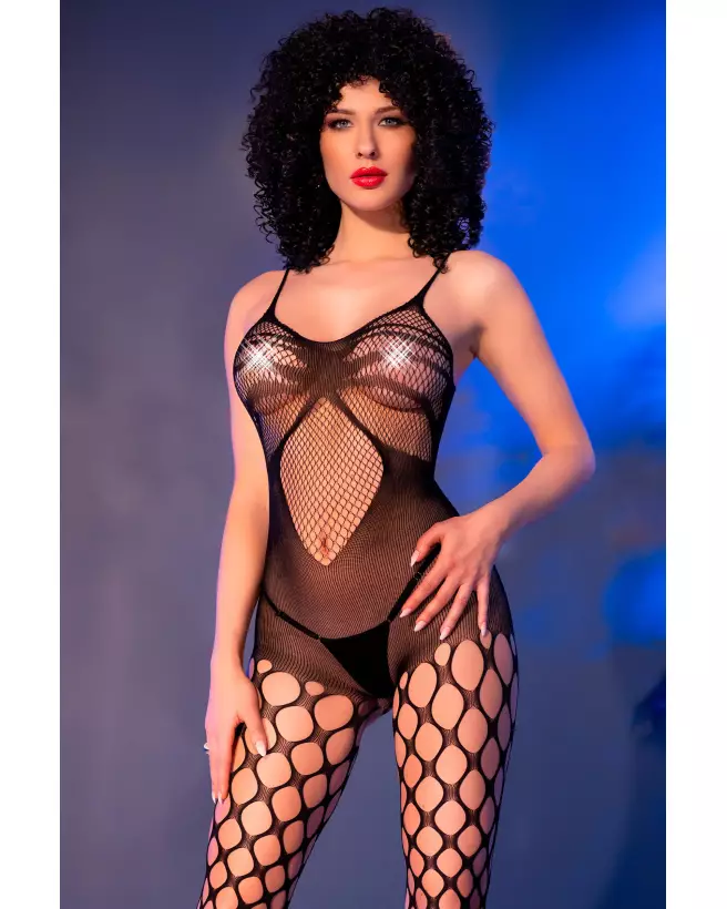 Combinaison résille noire Chilirose taille unique élégante et séduisante-3