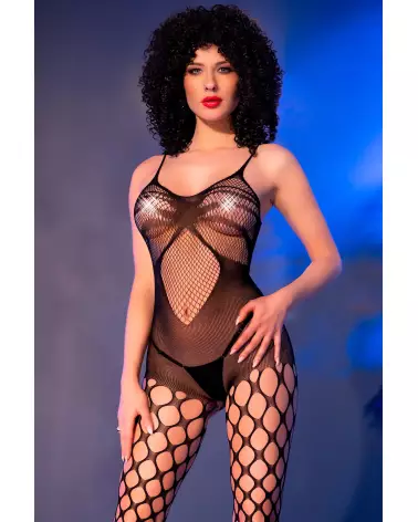 Combinaison résille noire Chilirose taille unique élégante et séduisante-3