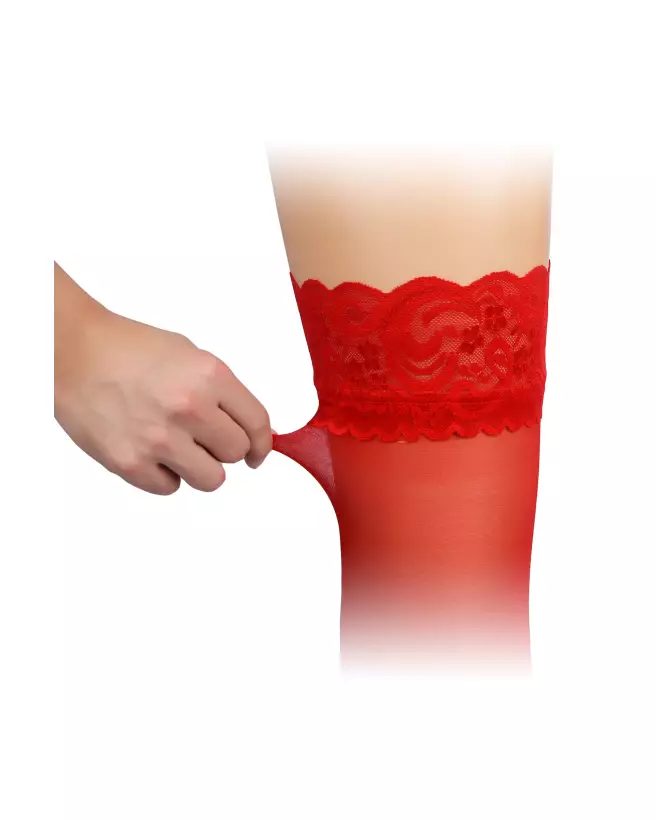 Bas autofixants rouge Paris Hollywood taille unique élégants et sexy-5