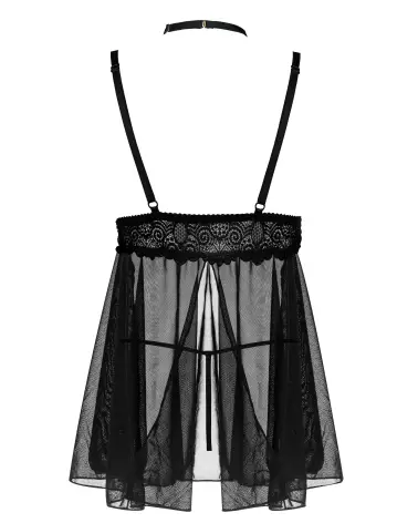 Milana Babydoll Noire Beauty Night en dentelle élégante et maille transparente-9