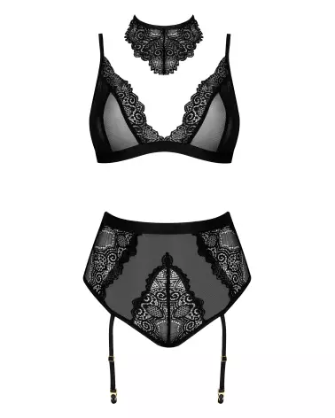 Beauty Night Cristalyn ensemble lingerie noir avec détails en dentelle et maille transparente-8