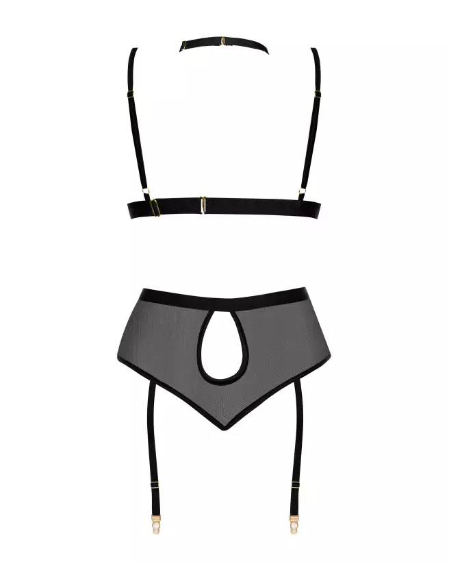 Beauty Night Cristalyn ensemble lingerie noir avec détails en dentelle et maille transparente-9