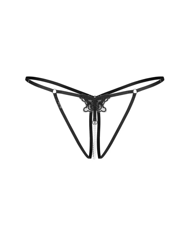 Image du String Ouvert Noir Selisme de Obsessive, lingerie sexy et élégante-7