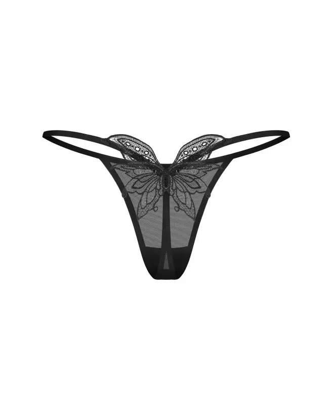 Image du Veyane String Noir d'Obsessive - Lingerie élégante et confortable avec détail en dentelle-8