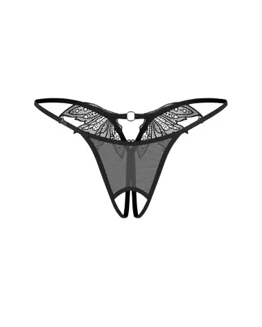Zaliya String Ouvert Noir Obsessive avec Détail Dentelle-7