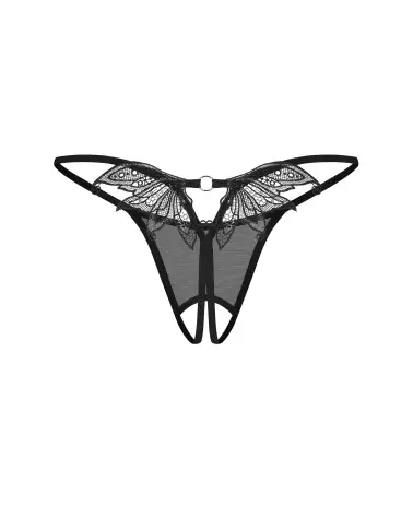 Zaliya String Ouvert Noir Obsessive avec Détail Dentelle-8