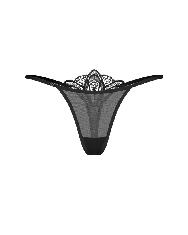 String noir Ezmee d'Obsessive avec dentelle décorative et design minimaliste-8