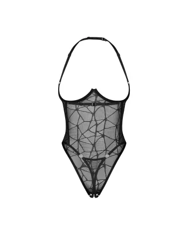 Body ouvert Olianna Obsessive en dentelle avec motif géométrique et anneaux décoratifs-8