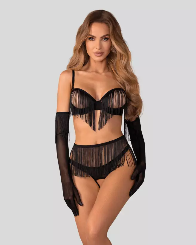 Photo Rossay Ensemble Ouvert 4 Pièces Noir Obsessive Lingerie Élégante-3