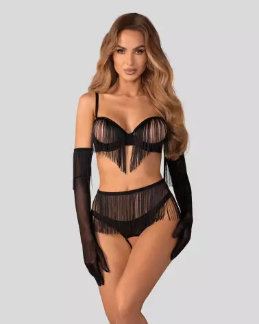 Photo Rossay Ensemble Ouvert 4 Pièces Noir Obsessive Lingerie Élégante-3