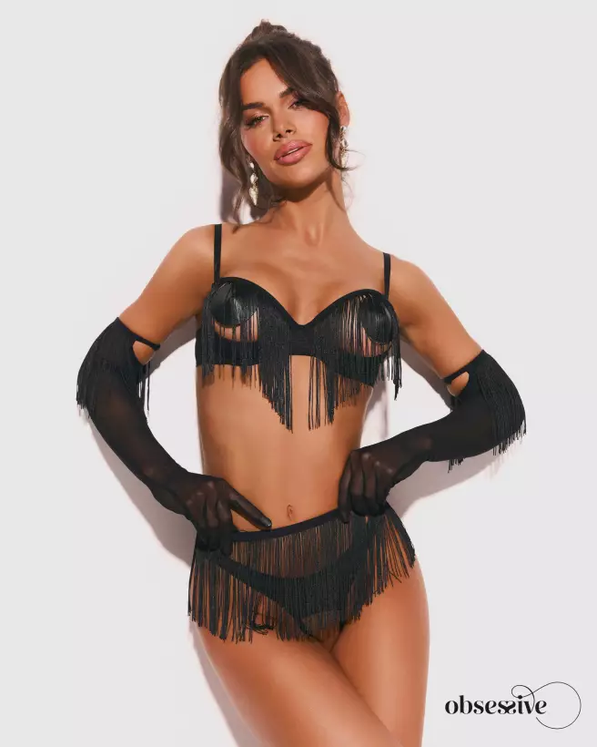 Photo Rossay Ensemble Ouvert 4 Pièces Noir Obsessive Lingerie Élégante-5