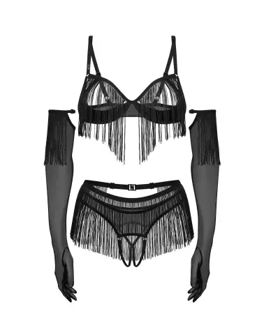 Photo Rossay Ensemble Ouvert 4 Pièces Noir Obsessive Lingerie Élégante-7