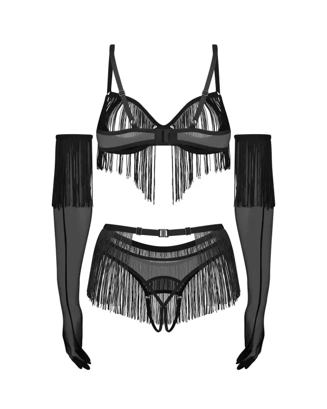 Photo Rossay Ensemble Ouvert 4 Pièces Noir Obsessive Lingerie Élégante-8