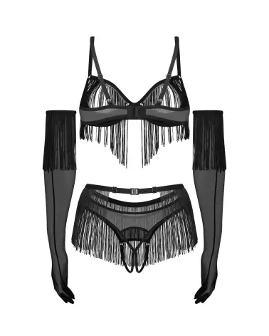 Photo Rossay Ensemble Ouvert 4 Pièces Noir Obsessive Lingerie Élégante-8