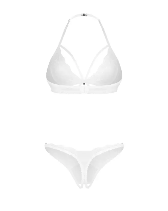 Obsessive Weddya ensemble lingerie blanche trois pièces avec dentelle et design européen-9