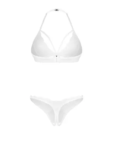 Obsessive Weddya ensemble lingerie blanche trois pièces avec dentelle et design européen-9