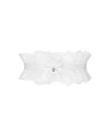 Image de la jarretière blanche Weddya Obsessive, détails en dentelle et élastique confortable-5