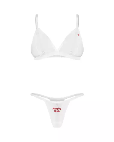 Photo de l'ensemble de lingerie Obsessive 3 pièces avec soutien-gorge et strings brodés, style nuptial élégant-7