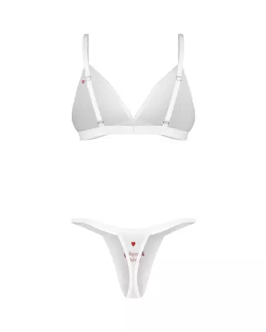 Photo de l'ensemble de lingerie Obsessive 3 pièces avec soutien-gorge et strings brodés, style nuptial élégant-8