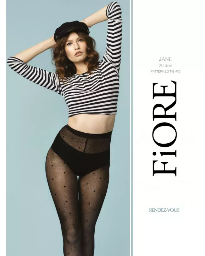 Collants Jane 20 DEN Noir Fiore avec motif à pois et coutures confortables-2
