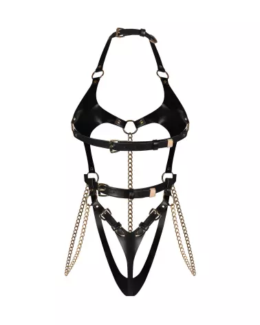 Body Anyya Noir Obsessive avec chaînes dorées et design audacieux-9