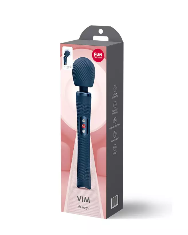 Image du Wand Vibrant Fun Factory Vim Bleu - Sextoy Intense et Ergonomique-2