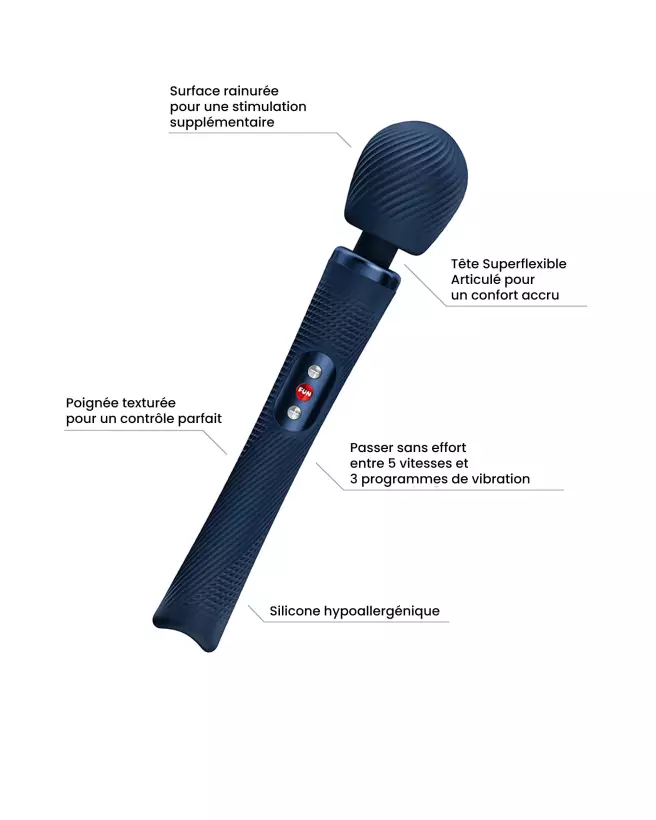 Image du Wand Vibrant Fun Factory Vim Bleu - Sextoy Intense et Ergonomique-3
