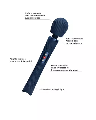 Image du Wand Vibrant Fun Factory Vim Bleu - Sextoy Intense et Ergonomique-3