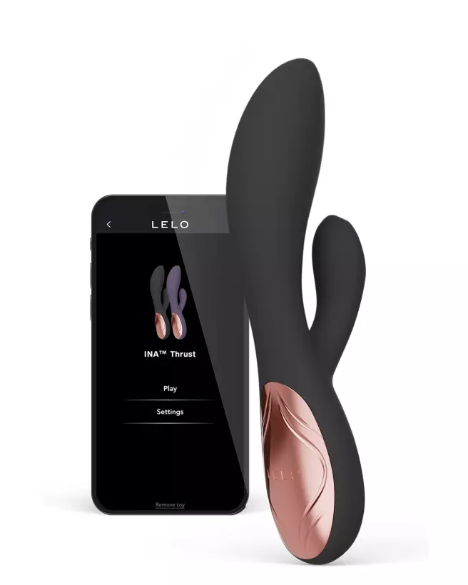 Image du LELO INA Thrust Noir, rabbit vibrant haut de gamme pour plaisir maximal-1