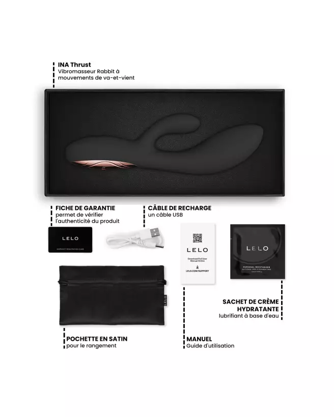 Image du LELO INA Thrust Noir, rabbit vibrant haut de gamme pour plaisir maximal-6