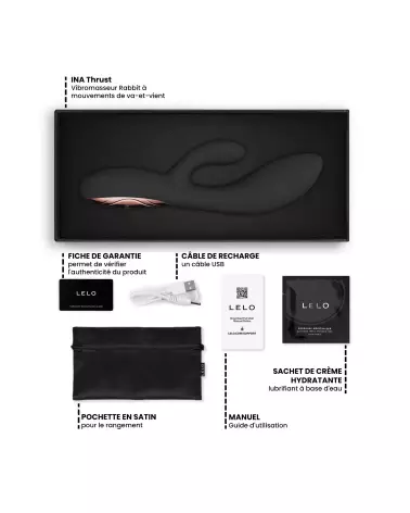 Image du LELO INA Thrust Noir, rabbit vibrant haut de gamme pour plaisir maximal-6