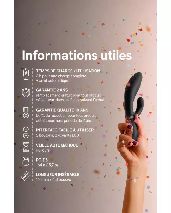 Image du LELO INA Thrust Noir, rabbit vibrant haut de gamme pour plaisir maximal-9