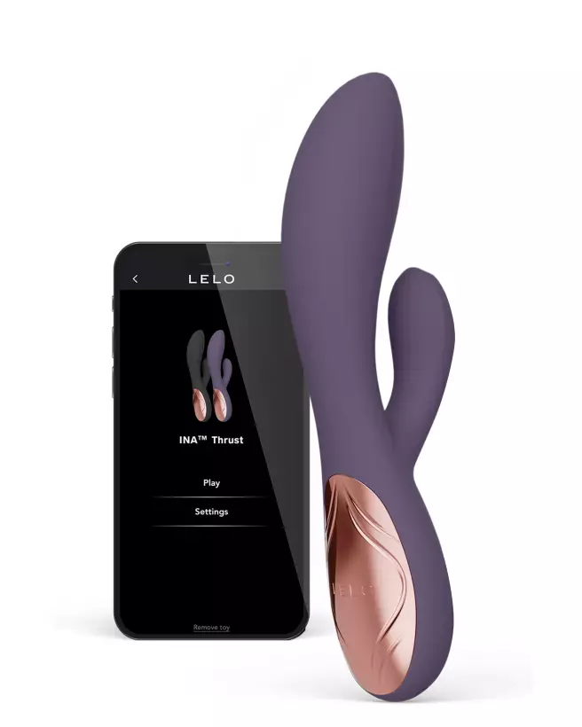 Image LELO INA Thrust Violet, vibromasseur Rabbit haut de gamme pour stimulation intense et plaisir féminin.-1