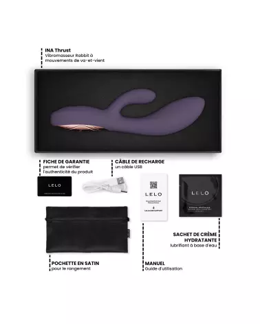 Image LELO INA Thrust Violet, vibromasseur Rabbit haut de gamme pour stimulation intense et plaisir féminin.-6