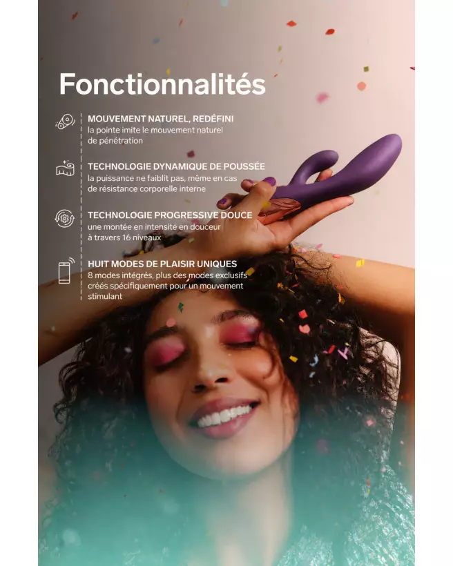 Image LELO INA Thrust Violet, vibromasseur Rabbit haut de gamme pour stimulation intense et plaisir féminin.-8