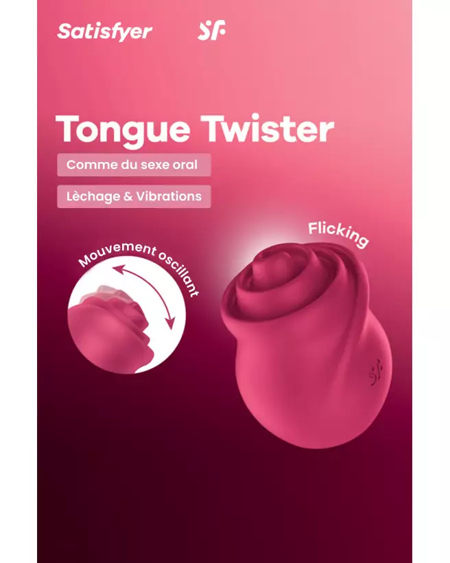 Image du SATISFYER Tongue Twister Rouge, vibromasseur puissant et ergonomique-4