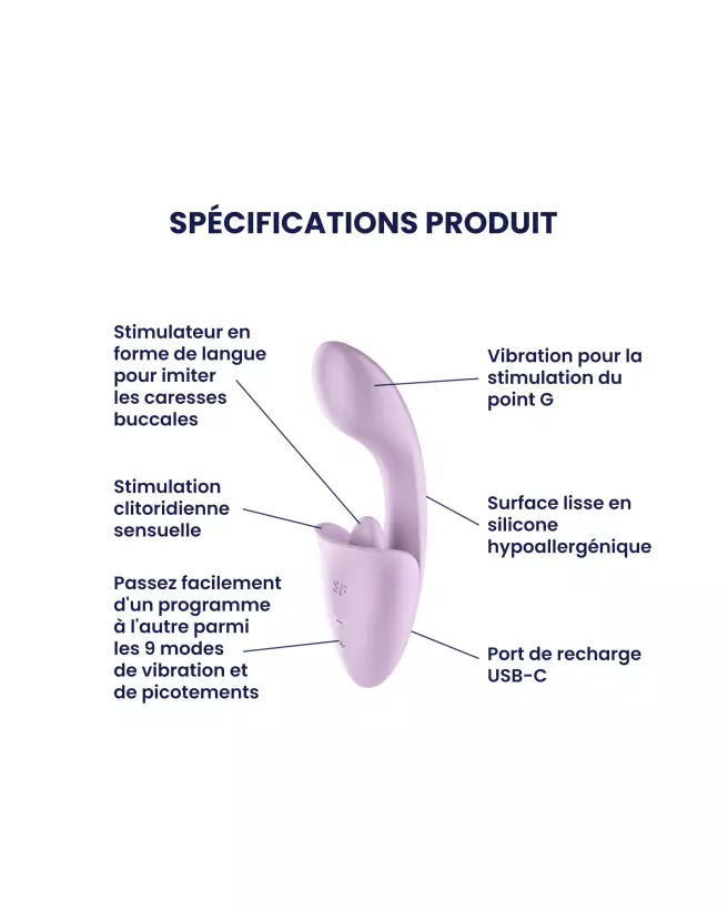 Image du Satisfyer Tongue Expert Lila, vibromasseur langue pour stimulation clitoridienne intense-2