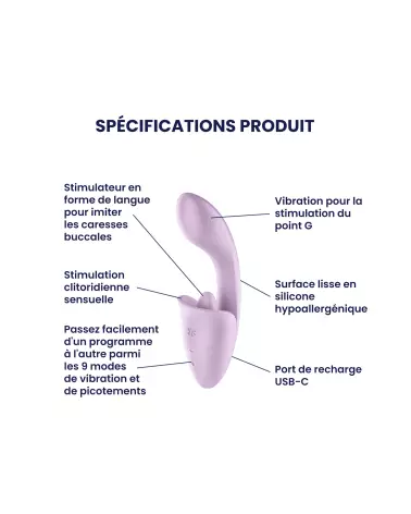 Image du Satisfyer Tongue Expert Lila, vibromasseur langue pour stimulation clitoridienne intense-2