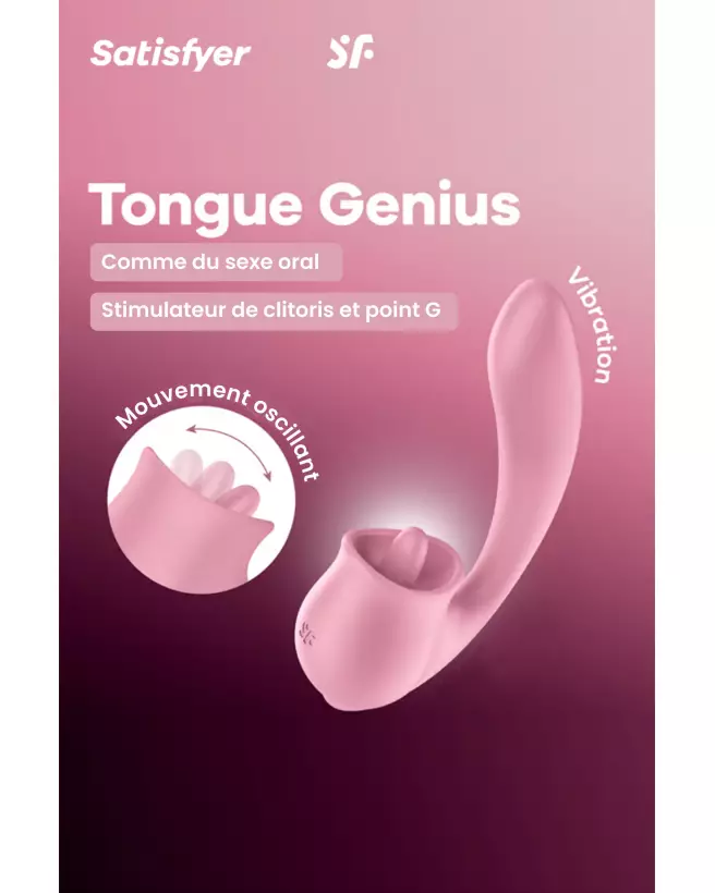 Image du Satisfyer Tongue Geniu Rose, vibromasseur langue rose, étanche et rechargeable-3