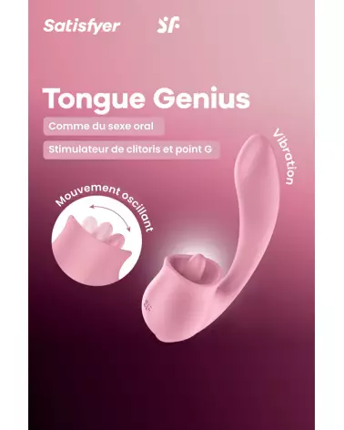 Image du Satisfyer Tongue Geniu Rose, vibromasseur langue rose, étanche et rechargeable-3