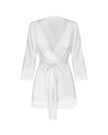 Peignoir blanc Weddya Obsessive avec détails en dentelle-10