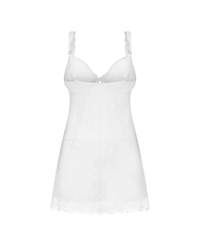 Weddya Babydoll blanc Obsessive avec dentelle et satin-6