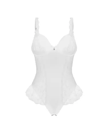Body ouvert Weddya blanc avec dentelle, lingerie Obsessive ajustable-7