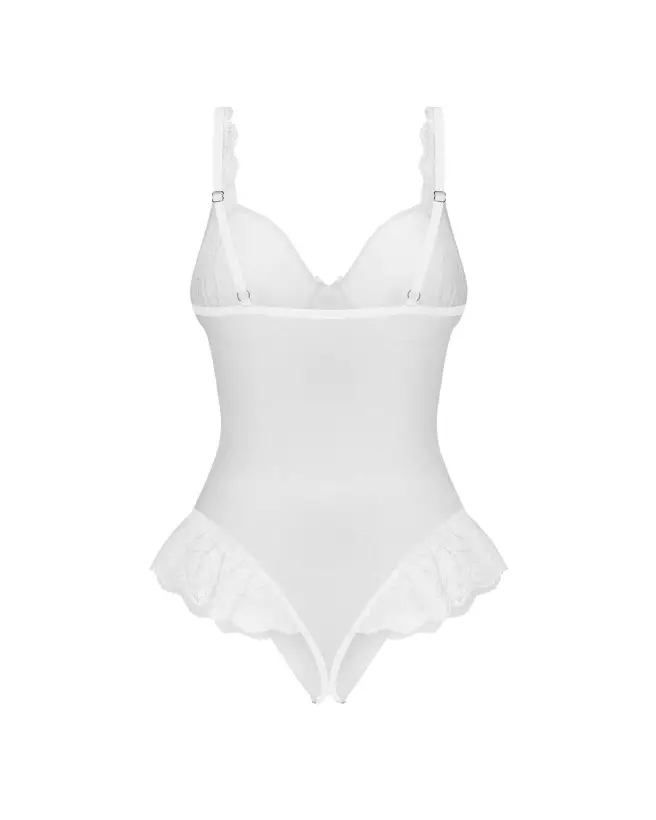 Body ouvert Weddya blanc avec dentelle, lingerie Obsessive ajustable-8