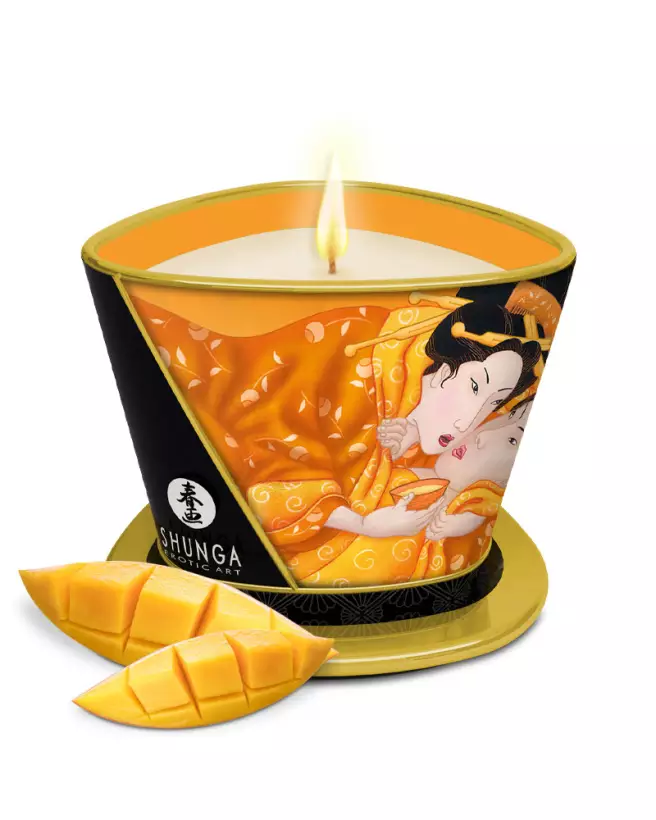 Bougie de massage Shunga mangue pour relaxation et soins du corps-1