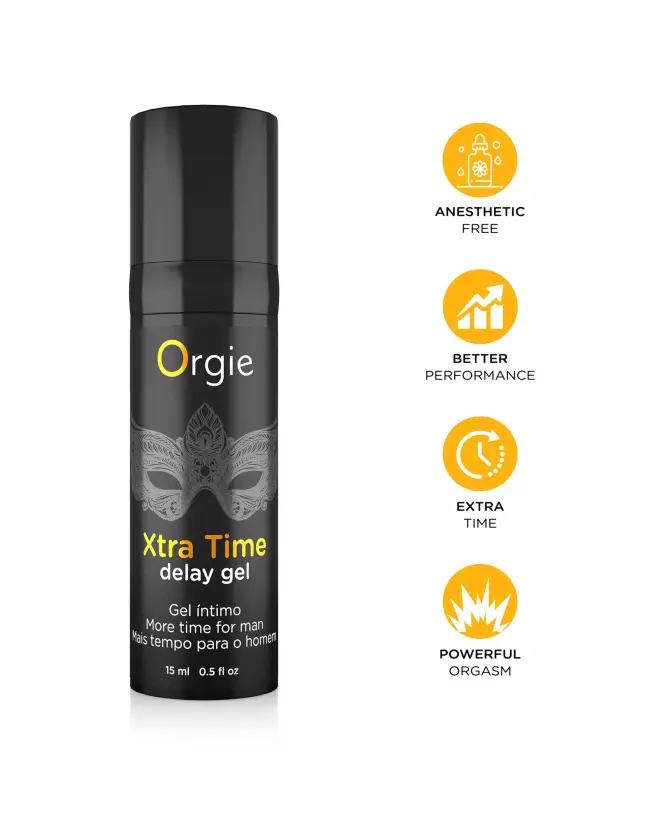 Image du Gel Orgie Xtra Time Delay 15ml, stimulant masculin pour endurance prolongée-2