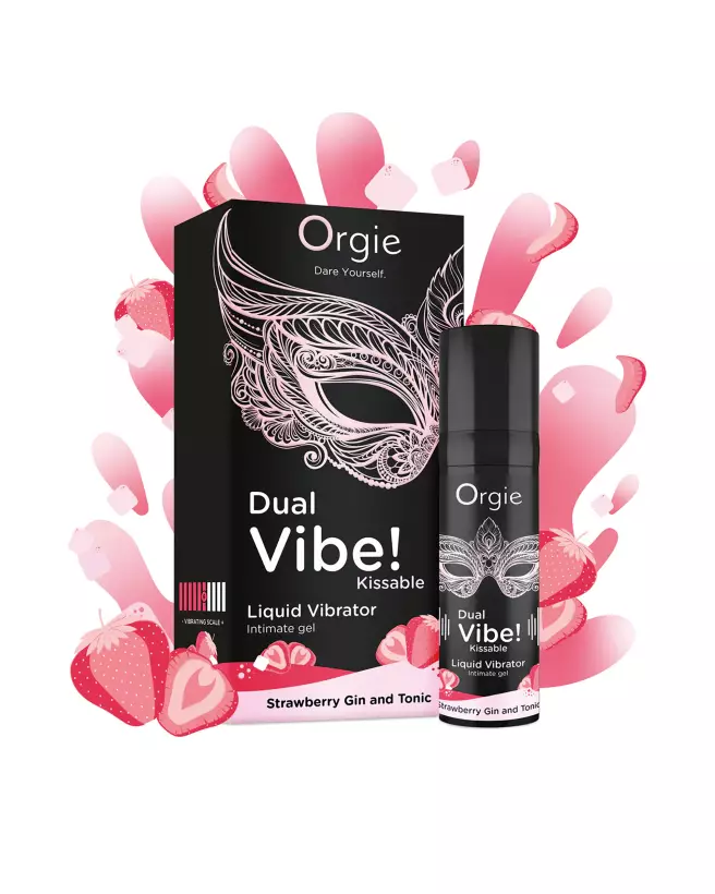 Image du produit ORGIE DUAL VIBE STRAWBERRY 15ML, stimulant pour femme avec arôme de fraise-1