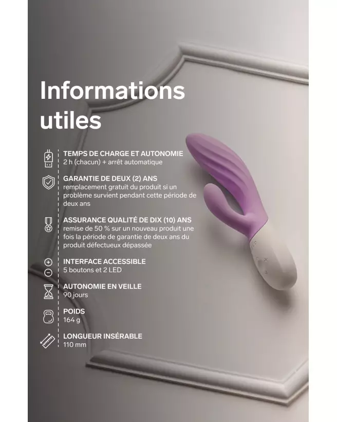 Image du LELO INA Twist Soft Pink, vibromasseur rabbit de luxe pour stimulation double-7