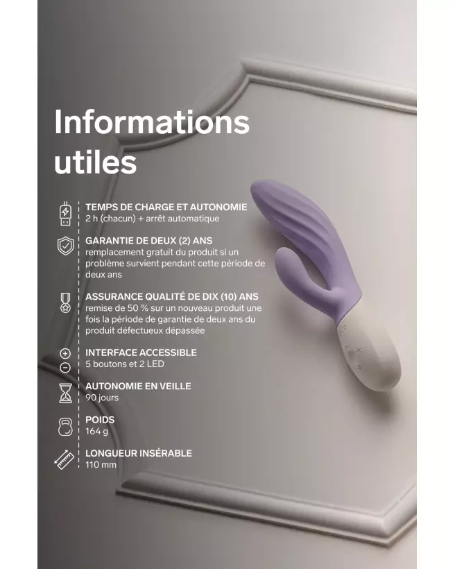 Image du LELO INA Twist Soft Lavender, vibromasseur Rabbit élégant et ergonomique-7